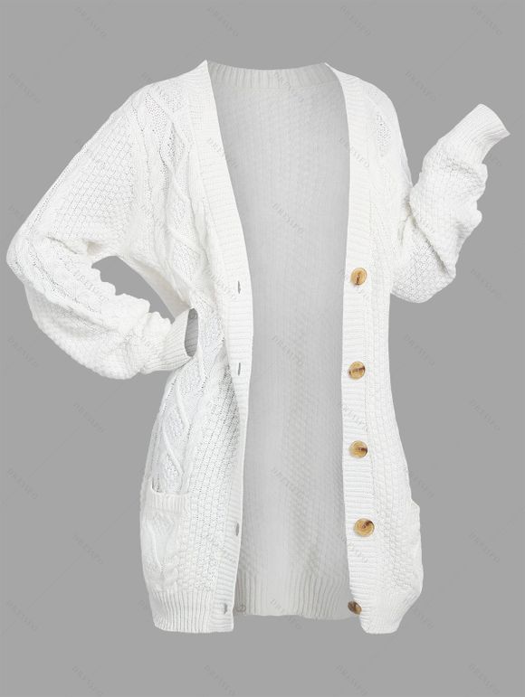 Cardigan Ouvert en Avant en Couleur Unie à Manches Longues - Blanc XL | US 10