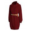 Robe Pull en Couleur Unie à Câble Manches Longues à Col Roulé - Rouge foncé S | US 4