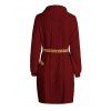 Robe Pull en Couleur Unie à Câble Manches Longues à Col Roulé - Rouge foncé XL | US 10