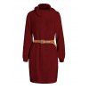 Robe Pull en Couleur Unie à Câble Manches Longues à Col Roulé - Rouge foncé XL | US 10