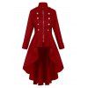 Manteau Zippé Vintage Anneau en O à Ourlet Haut Bas - Rouge M | US 6