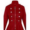 Manteau Zippé Vintage Anneau en O à Ourlet Haut Bas - Rouge S | US 4