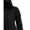 Pull à Capuche Long Goutte Epaule en Couleur Unie à Ourlet Haut Bas à Cordon - Noir XL | US 12