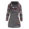 Cable Knit Elk Snowflake Geometric Pattern Foldover Mock Button Asymmetrical Hem Sweater And Studded Slit Skinny Jeans Heart Rose Rivet Drop Earrings Outfit - Gris Foncé S | US 4