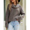 Solid Color Turtle Cowl Knit Sweater and Lace Up Flare Jeans Outfit - Gris S | US 4