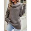 Solid Color Turtle Cowl Knit Sweater and Lace Up Flare Jeans Outfit - Gris S | US 4