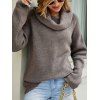 Solid Color Turtle Cowl Knit Sweater and Lace Up Flare Jeans Outfit - Gris S | US 4