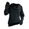 Solid Color Turtle Cowl Knit Sweater and Lace Up Flare Jeans Outfit - Noir S | US 4