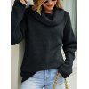 Solid Color Turtle Cowl Knit Sweater and Lace Up Flare Jeans Outfit - Noir S | US 4