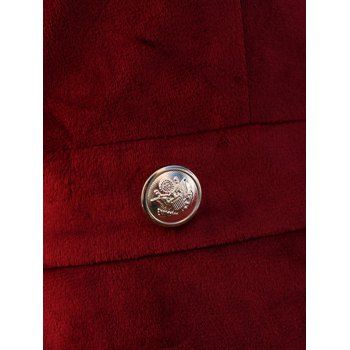 Lapel Collar Mock Button Longline Vintage Velour Coat