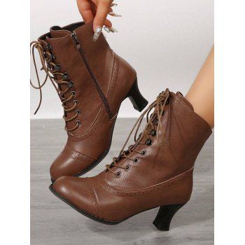 Solid Color Martin Boots Chunky Heel Mid-Calf Biker Ankle Boots