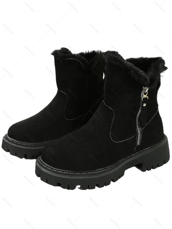 High-Top Winter Snow Boots Suede Leather Fur Martin Boots - Noir EU 43