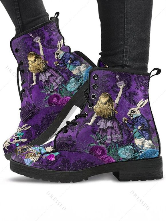 Fairy Tale Story Graffiti Round-Toe Low-Heel Martin Boots - Concorde EU 36