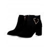 Solid Color Suede Ankle Boots Heart-Shaped Buckle Chunky Heel Faux Fur Lined Boots - Noir EU 42