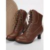 Solid Color Martin Boots Chunky Heel Mid-Calf Biker Ankle Boots - café EU 42