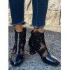 Lace Floral Mesh Sandal Boots Crystal High Heel Hollow Out Ankle Boots - Noir EU 36