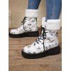 Halloween Spider Web Pumpkin Face Print Furry Hem Lace Up Ankle Boots - multicolor A EU 42