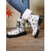 Halloween Spider Web Pumpkin Face Print Furry Hem Lace Up Ankle Boots - multicolor A EU 42