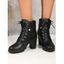 Fold-Over Ankle Boots High Heel Round Toe Chunky Heel Lace-Up Martin Boots - Noir EU 43