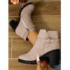 Chunky Heel Round Toe Studded O-Ring Martin Boots Side Zipper Ankle Boots - café lumière EU 36