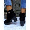 Chunky Heel Round Toe Studded O-Ring Martin Boots Side Zipper Ankle Boots - Noir EU 42