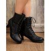 Solid Color Martin Boots Chunky Heel Mid-Calf Biker Ankle Boots - Noir EU 42