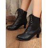 Solid Color Martin Boots Chunky Heel Mid-Calf Biker Ankle Boots - Noir EU 42