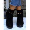 Chunky Heel Round Toe Studded O-Ring Martin Boots Side Zipper Ankle Boots - Noir EU 42