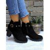 Chunky Heel Round Toe Studded O-Ring Martin Boots Side Zipper Ankle Boots - Noir EU 42