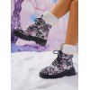 Halloween Skull Floral Graffiti Furry Lace Up Ankle Boots - multicolor A EU 36