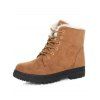 Solid Fleece-Lined Winter Snow Boots Comfortable Flat Lace-Up Shoes - Jaune EU 42