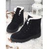 Solid Fleece-Lined Winter Snow Boots Comfortable Flat Lace-Up Shoes - Noir EU 36