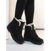 Solid Fleece-Lined Winter Snow Boots Comfortable Flat Lace-Up Shoes - Noir EU 36