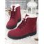 Solid Fleece-Lined Winter Snow Boots Comfortable Flat Lace-Up Shoes - Jaune EU 42