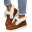 Solid Color Suede Cotton Low-Top Fleece-Lined Snow Boots - café EU 36