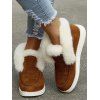 Solid Color Suede Cotton Low-Top Fleece-Lined Snow Boots - café EU 36