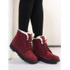 Solid Fleece-Lined Winter Snow Boots Comfortable Flat Lace-Up Shoes - Rouge EU 42