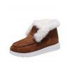 Solid Color Suede Cotton Low-Top Fleece-Lined Snow Boots - café EU 36