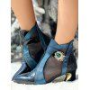 High Heel Cut-Out Mesh Chunky Heel Sandal Boots - Bleu gris EU 42