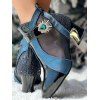 High Heel Cut-Out Mesh Chunky Heel Sandal Boots - Bleu gris EU 42