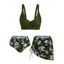Gothic Tankini Swimwear Skull Butterfly Floral Print Bathing Suit Crossover Cinched Skirt Beach Three Piece Swimsuit - Vert XXXL