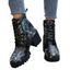 Gothic Skull Print Lace-Up Chunky Heel Ankle Martin Boots - Noir EU 42