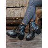 Gothic Skull Print Lace-Up Chunky Heel Ankle Martin Boots - Noir EU 36