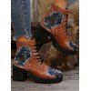 Gothic Skull Print Lace-Up Chunky Heel Ankle Martin Boots - café EU 42