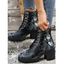 Halloween Skull Cartoon Graffiti Lace-Up Ankle Boots High Heel Martin Boots - Noir EU 42