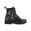 Clock, Skull, Floral, and King Print Lace-Up High-Top Martin Boots - Noir EU 42