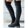 Lace-Up Over-the-Knee Flat Boots - Noir EU 36