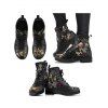 Clock, Skull, Floral, and King Print Lace-Up High-Top Martin Boots - Noir EU 42