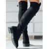 Lace-Up Over-the-Knee Flat Boots - Noir EU 36