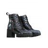 Halloween Skull Cartoon Graffiti Lace-Up Ankle Boots High Heel Martin Boots - Noir EU 42